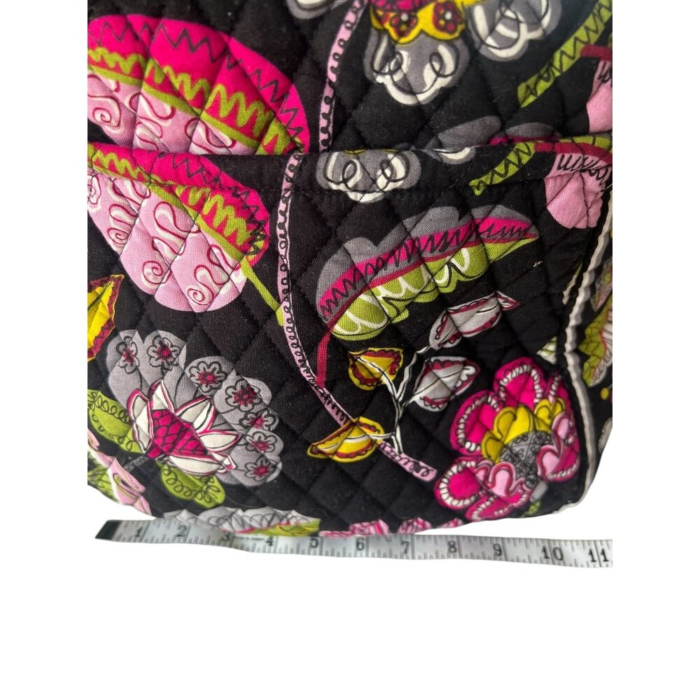 Vera Bradley Quilted Travel Tote Bag 20" Moon Blooms VGUC Black Pink Green White - Picture 16 of 16